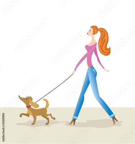 girl and dog