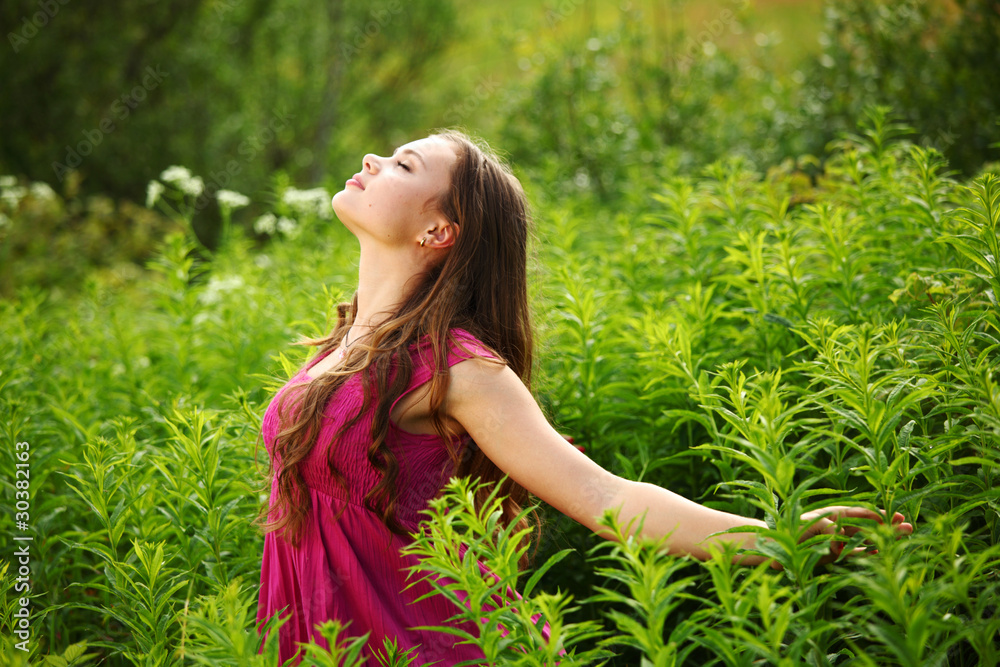 woman on green grass field