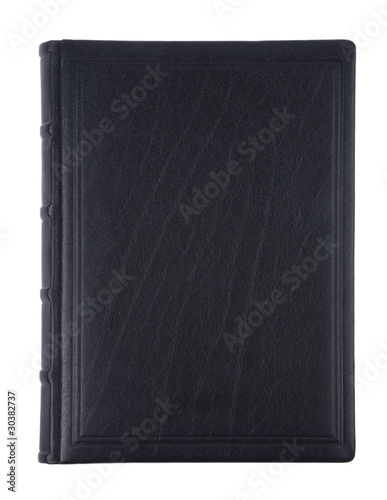 The book in black leather cover