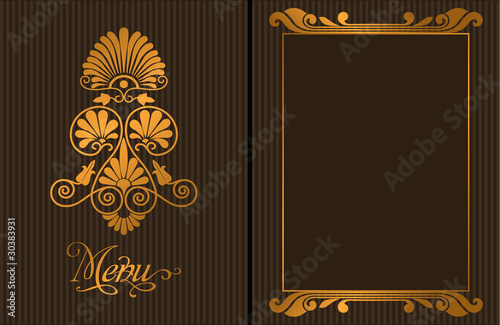 Luxury restaurant menu, with gold decorative elements