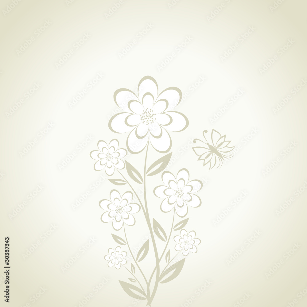 vector illustration of a flower bouquet with butterfly