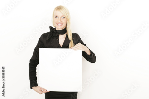 Frau mit Schild photo