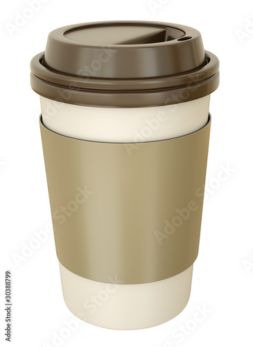 Coffee cup with lid. 3D render.