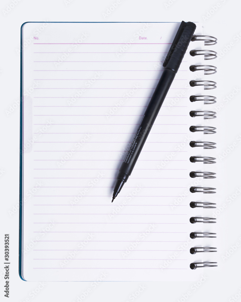 Blank Spiral Lined Notebook and Black Pen Blank Spiral Lined Notebook and Black Pen