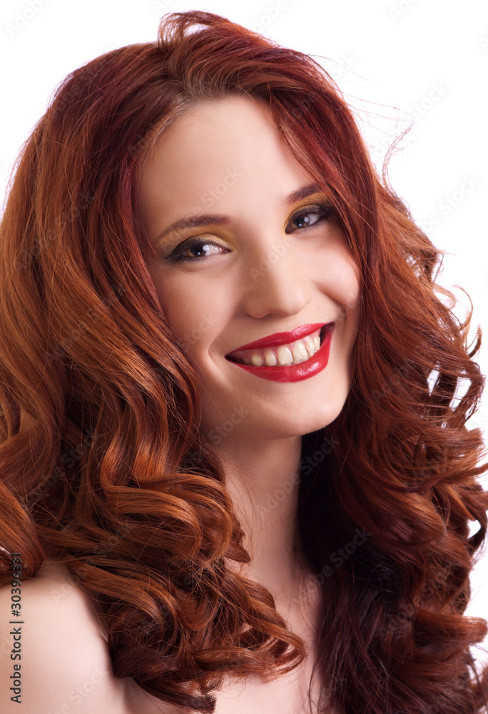 attractive smiling woman portrait on white background attractive smiling woman portrait on white background