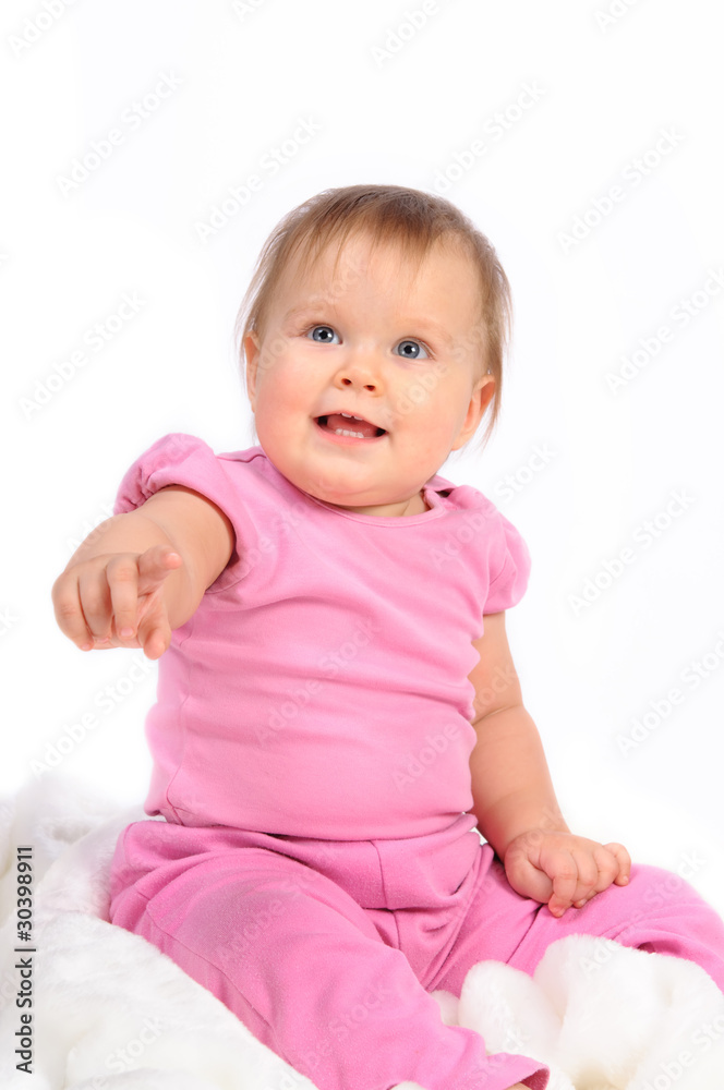 girl sitting on a white background girl sitting on a white background
