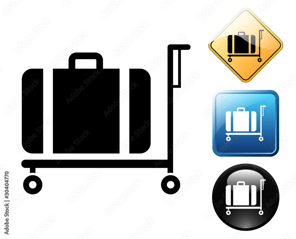 Luggage cart pictogram and signs Luggage cart pictogram and signs