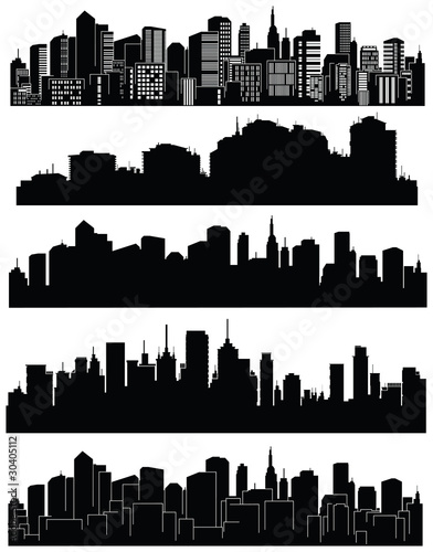 Set of vector cities silhouette #30405112