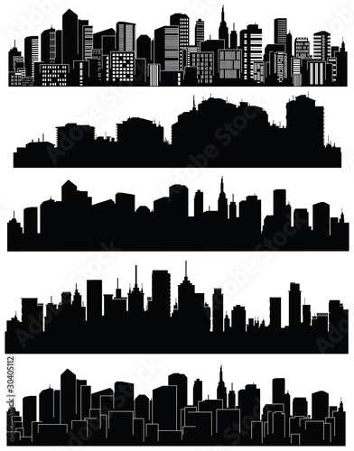 Set of vector cities silhouette
