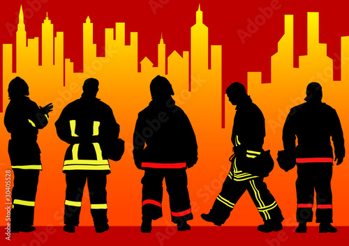 Fire brigade in city