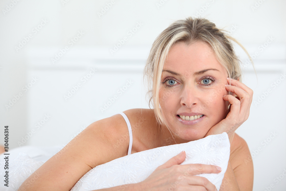 Portrait of beautiful blond woman in the morning Portrait of beautiful blond woman in the morning