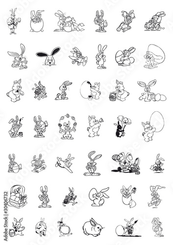 set di illustrazioni di conigli per Pasqua
