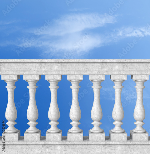 balustrade with pillar against blue sky