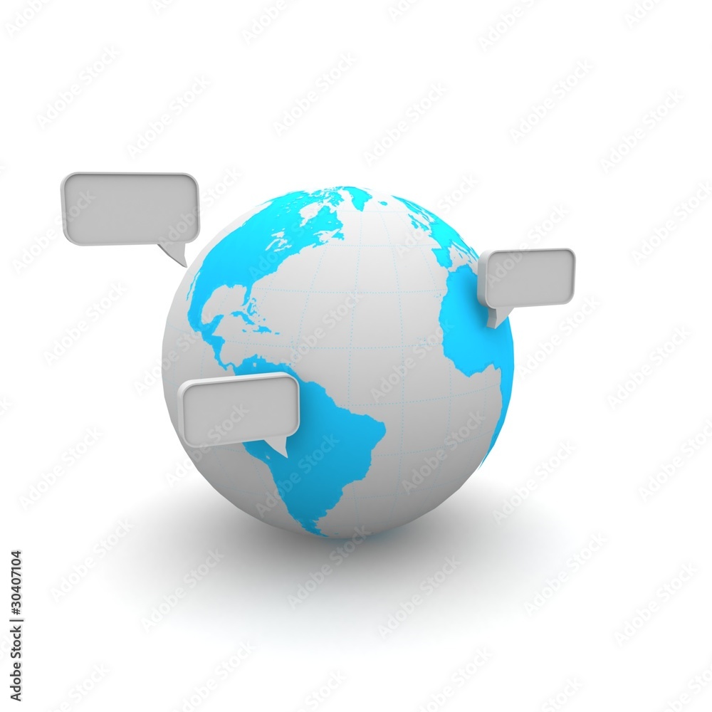 Earth With Speech Balloons Earth With Speech Balloons