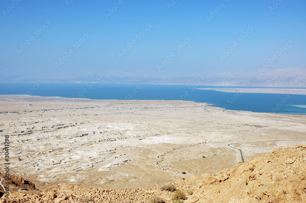 Dead Sea view from Masada, lowest place on the earth.