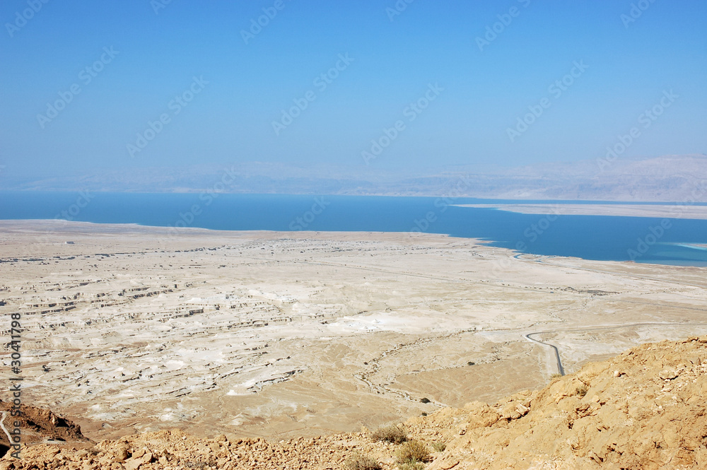 Dead Sea view from Masada, lowest place on the earth. Dead Sea view from Masada, lowest place on the earth.