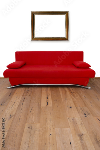 Rote Couch mit Bild