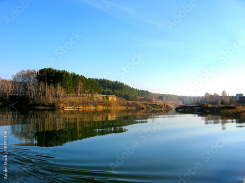 nature landscape with lake and forest