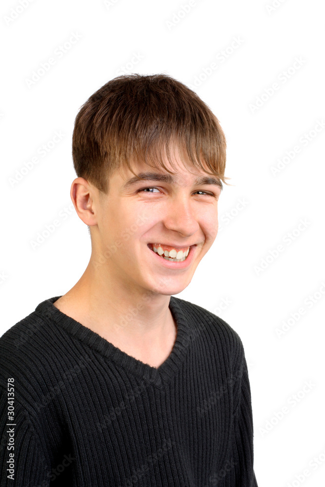 smiling teenager portrait isolated on white smiling teenager portrait isolated on white