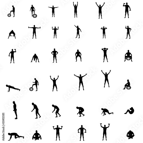 man body silhouettes vector - recreation poses vector