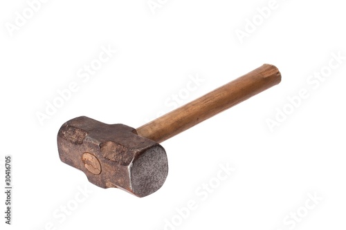Photography Old and rusty sledge hammer isolated on white