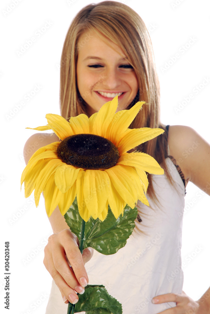 Splendida ragazza con girasole Splendida ragazza con girasole