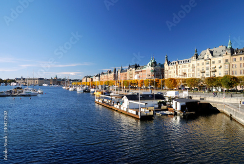 Photography Wide view on the harbor part of Stockholm city. Sweden