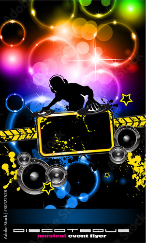 Discoteque Music Flyer with Attractive Rainbow Colours #30422528
