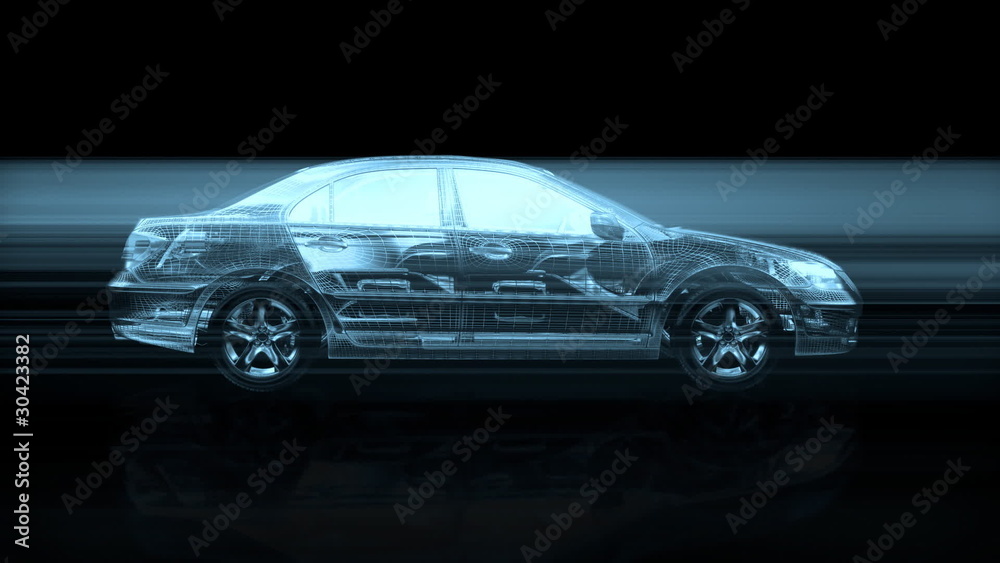 Wire frame car rotating, loop Wire frame car rotating, loop