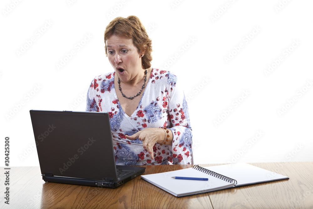 Business woman computer virus bug crash Business woman computer virus bug crash
