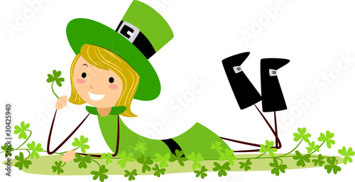 Girl Playing with Clovers