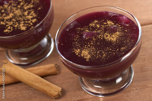 Popular Peruvian desserts called "Mazamorra Morada"