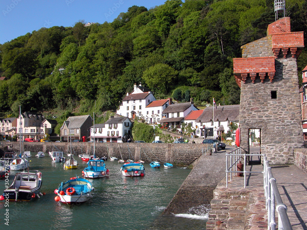 Quaint old harbour of Lynmouth in Exmoor, North Devon