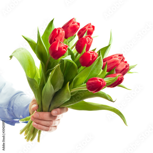 Obraz na płótnie Hand holding flowers w salonie