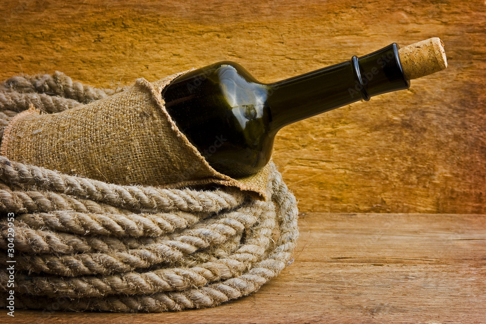 bottle wrapped with rope
