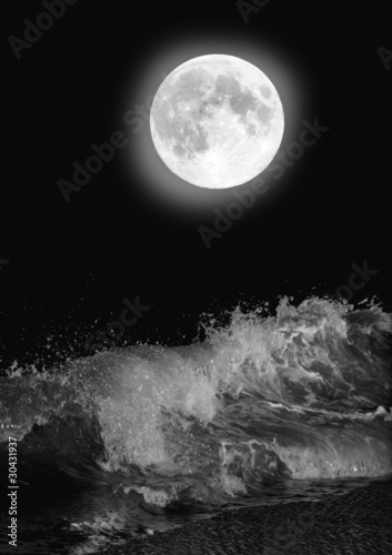 The full moon over the sea at night #30431937