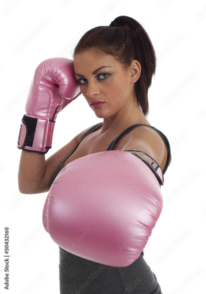 Cute female boxer isolated against white