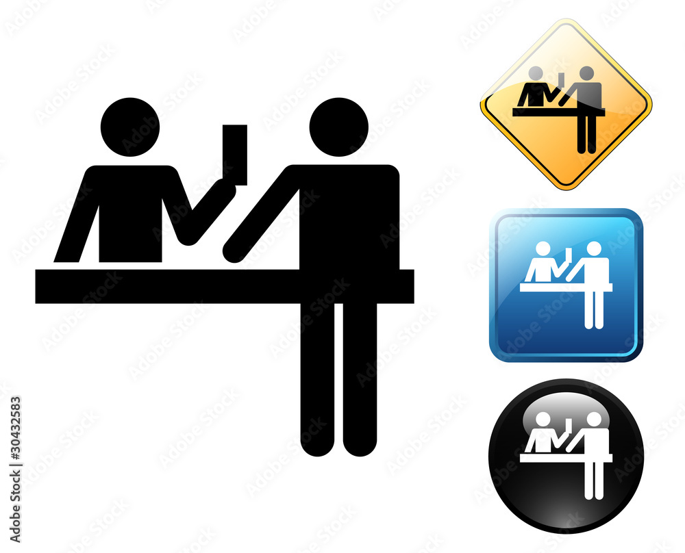 Ticket purchase pictogram and signs Ticket purchase pictogram and signs