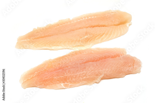 two cod fillets isolated on white background
