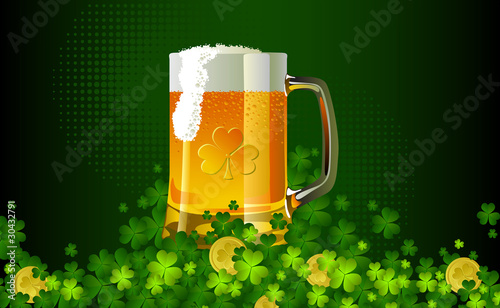 Frosty glass of light beer for St Patrick's Day
