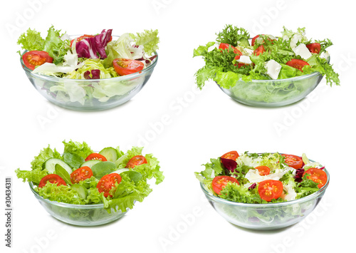 set with different salads