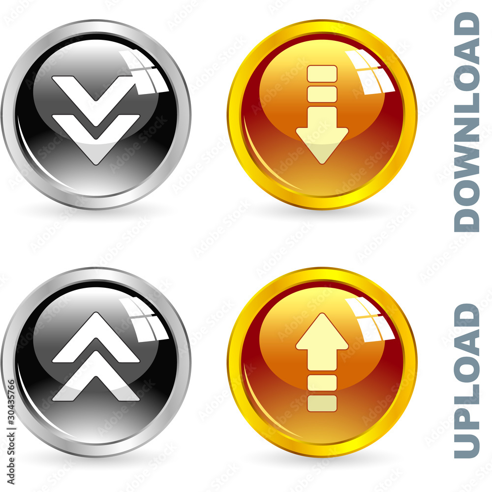 Download and upload buttons. Vector illustration. Download and upload buttons. Vector illustration.