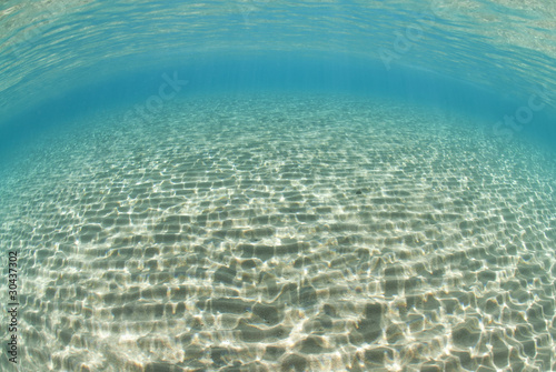 Ripples of sunlight reflected on the sandy ocean floor.