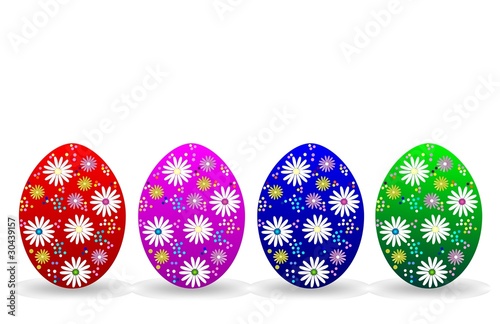 Illustrazione con ovetti colorati e decorati