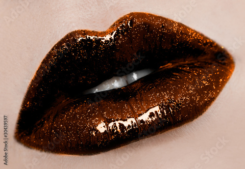 close-up of beautiful womanish lips