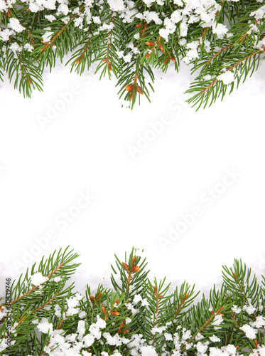 Christmas framework with snow isolated on white background