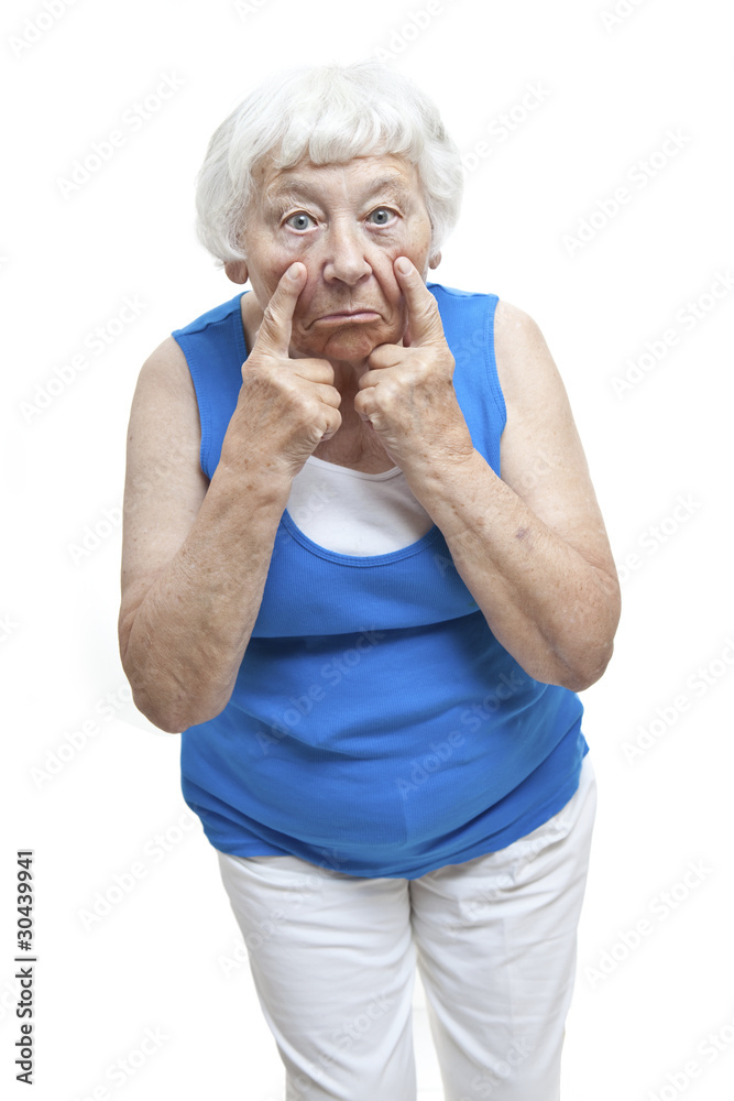 My eye senior woman studio portrait