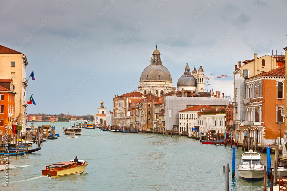 Grand canal at rainy day, Venice