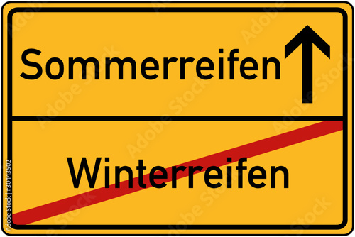 Ortstafel Winterreifen und Sommerreifen