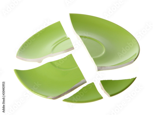 Broken green plate